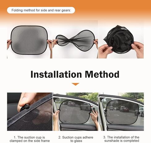 5 PCS Car Window Shade Set, Mesh Car Sun Shade Set, Heat Blocking Side & Rear Window Covers with Suction Cups, Universal Automotive Sunshade for Most Vehicles (Black) in Saudi Arabia