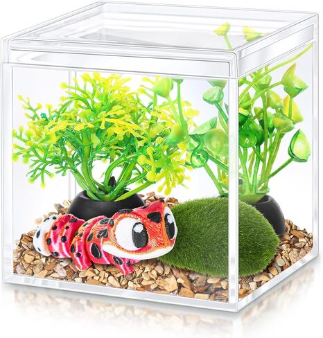 Gemscream Leopard Gecko DIY Tank Accessories Craft Mini 3D Print Leopard Gecko Figures with Beads Gift Set Charms for Bedroom Living Room Home Table Decorations (Sunset Blaze) in Kuwait