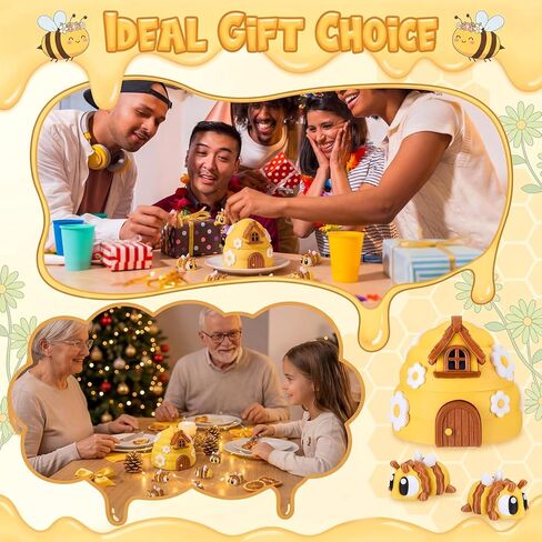 Honoson 6 Pcs 3D Printed Bees with Beehive Honeycomb 3D Printed Little Animals Figurines Articulated Flexible Fidget for Home Office Desk Decor Autism Stress Relief Fidget for Adult in Kuwait