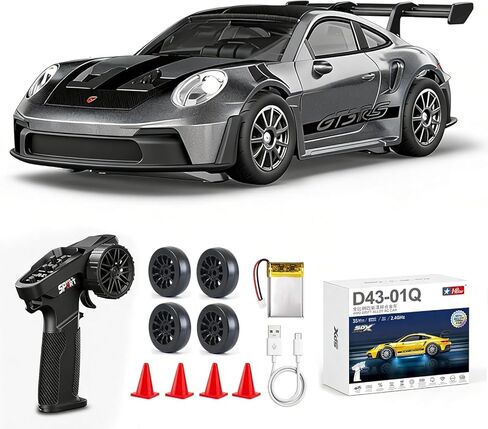 ARRIS 1/43 Mini RC Drift Car with Gyro, 911 2.4GHz Alloy 4WD Full Proportional RC Drifter, 20KM/H High Speed Hobby RC Cars, 4 Extra Racing Tires, Silent Bearings, Type-C Fast Charge & Lighting in Kuwait