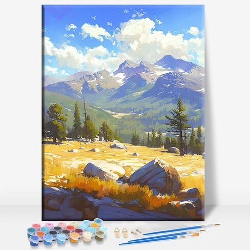 HUINORYA Pikes Peak Colorado Framed Canvas DIY Paint by Numbers Kit Bar Cafe Cave Home Room Wall Bathroom Porch Patio Decor Gift, 16 x 12 Inch in Saudi Arabia