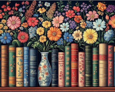 Natuyalo Paint by Numbers for Adults Beginner Bookshelf Painting, Paint by Number Kits DIY Acrylic Painting for Adults Paint by Number Arts Craft for Home Wall Decor 16x20 Inch in Kuwait