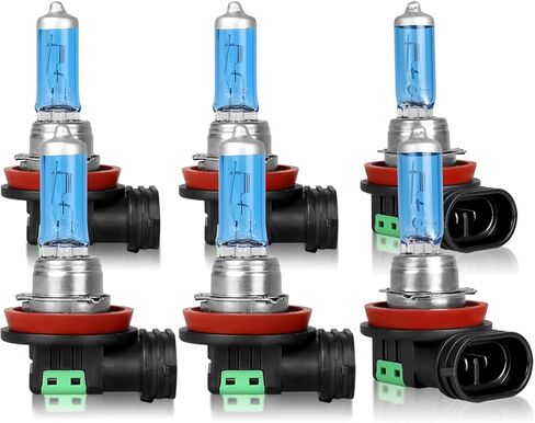 SHENKENUO H11 Headlight Bulb 5000K Super White 12V/100W - High Performance Halogen Headlight Bulbs Combo,Plug-n-Play,No Glare,Light Long Life,Pack of 4 in Saudi Arabia