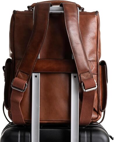 VELEZ Leather Backpack for Men 14 Inch Laptop Bag Brown Genuine Travel Pack Handmade Business Computer Carry Rucksack Professional Office School Bookbag Designer Minimalist Work Daypack Gift in Kuwait