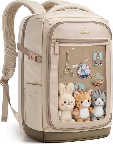 MATEIN HER Travel Backpack 18x14x8 with Clear Ita Bag Pocket, TSA Airline Approved Underseat Backpack, Personal Item Carry-on Bag Fits 17" Laptop & 40 oz Tumbler, Travel Gifts for Daughter Women in Kuwait
