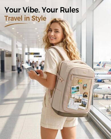 MATEIN HER Travel Backpack 18x14x8 with Clear Ita Bag Pocket, TSA Airline Approved Underseat Backpack, Personal Item Carry-on Bag Fits 17" Laptop & 40 oz Tumbler, Travel Gifts for Daughter Women in Kuwait