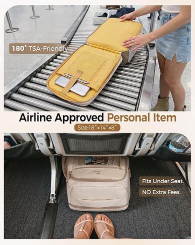 MATEIN HER Travel Backpack 18x14x8 with Clear Ita Bag Pocket, TSA Airline Approved Underseat Backpack, Personal Item Carry-on Bag Fits 17" Laptop & 40 oz Tumbler, Travel Gifts for Daughter Women in Kuwait