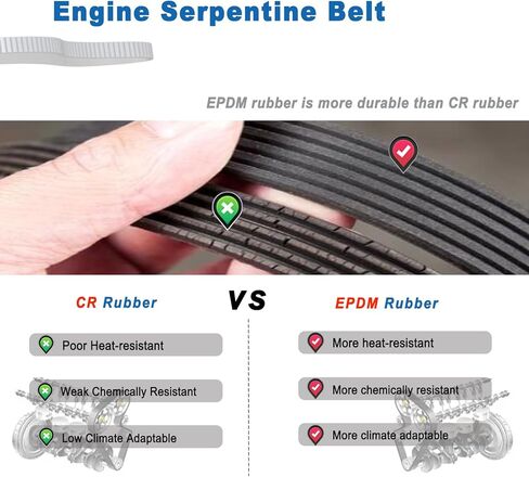 AUCERAMIC Engine Serpentine Belt Drive Kit for 2008-2010 Ford F-250 Super Duty/F-350 Super Duty, 2008 Ford F-450 Super Duty/F-550 Super Duty 6.4L V8 Replace# 90K39051 in Kuwait