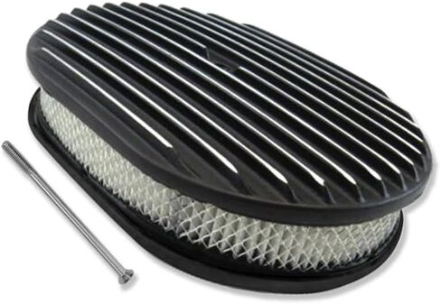 Short Valve Covers For SBC 283 305 327 350 400 1958-1986 and 12" Full Finned Oval Air Cleaner Black in Saudi Arabia