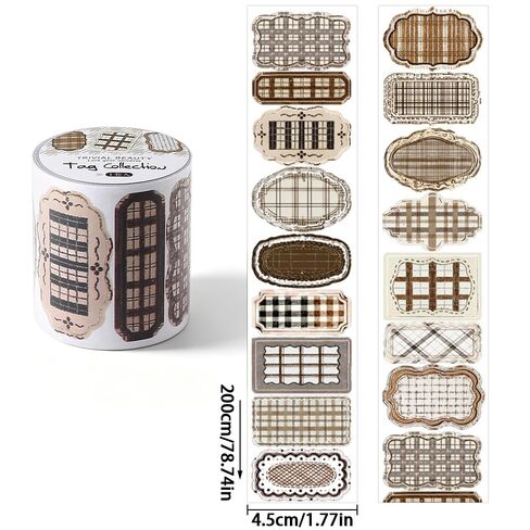 Label Collection Washi Tape Die-Cut Frame Tag Stickers Wide Washitape Vintage Washi Tape for Journaling Scrapbooking Supplies Aesthetic Tapes Scrapbook Washitape Planner Decorative Tapes for Crafts in Saudi Arabia