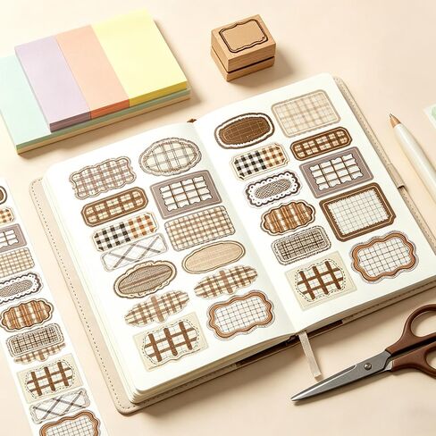 Label Collection Washi Tape Die-Cut Frame Tag Stickers Wide Washitape Vintage Washi Tape for Journaling Scrapbooking Supplies Aesthetic Tapes Scrapbook Washitape Planner Decorative Tapes for Crafts in Saudi Arabia