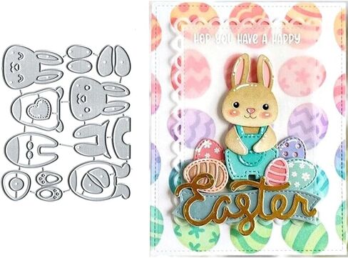 Hearts Cute Bunny Rabbits Dies Cuts Metal Cutting Dies Cut Stencils for DIY Scrapbooking Album Decorative Embossing Paper Card Making in Saudi Arabia