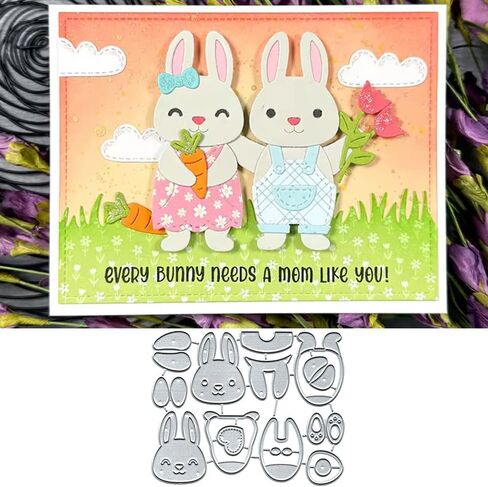 Hearts Cute Bunny Rabbits Dies Cuts Metal Cutting Dies Cut Stencils for DIY Scrapbooking Album Decorative Embossing Paper Card Making in Saudi Arabia