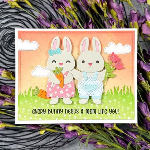 Hearts Cute Bunny Rabbits Dies Cuts Metal Cutting Dies Cut Stencils for DIY Scrapbooking Album Decorative Embossing Paper Card Making in Saudi Arabia