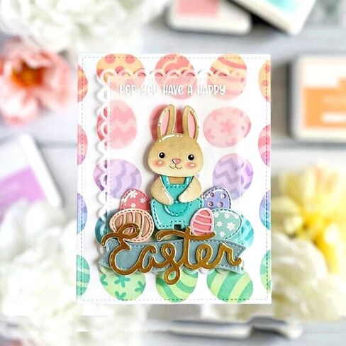 Hearts Cute Bunny Rabbits Dies Cuts Metal Cutting Dies Cut Stencils for DIY Scrapbooking Album Decorative Embossing Paper Card Making in Saudi Arabia