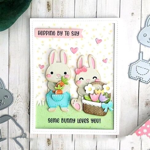 Hearts Cute Bunny Rabbits Dies Cuts Metal Cutting Dies Cut Stencils for DIY Scrapbooking Album Decorative Embossing Paper Card Making in Saudi Arabia