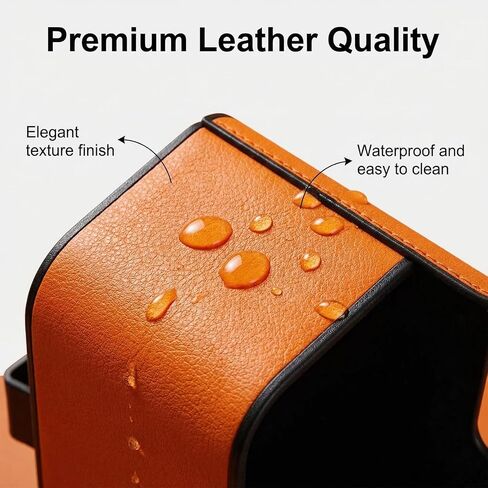 3-in-1 Car Backseat Organizer with Cup Holder & Tissue Box,Microfiber Leather Car Seat Storage with Hooks for Phones Snacks Drinks,Universal for Car SUV MPV (Orange) in Saudi Arabia