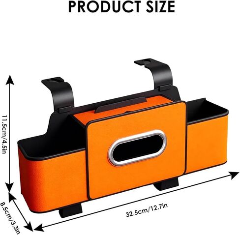 3-in-1 Car Backseat Organizer with Cup Holder & Tissue Box,Microfiber Leather Car Seat Storage with Hooks for Phones Snacks Drinks,Universal for Car SUV MPV (Orange) in Saudi Arabia