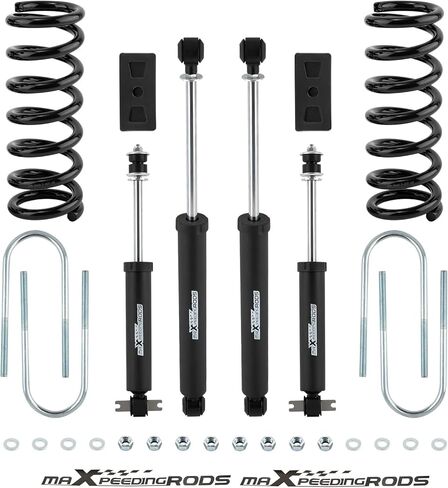 maXpeedingrods 3" Front 1.5" Rear Suspension Lift Kit w/Shocks for Dodge Ram 1500 2WD 2002-2005 Front Coil Spring Rear Lift Block in Kuwait