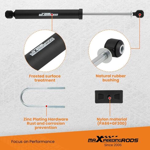 maXpeedingrods 3" Front 1.5" Rear Suspension Lift Kit w/Shocks for Dodge Ram 1500 2WD 2002-2005 Front Coil Spring Rear Lift Block in Kuwait