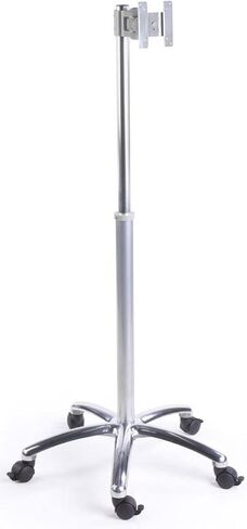 Displays2go Mobile Height-Adjustable Monitor Stand - Silver Rolling TV Stand for 12" to 22" TVs - Mobile TV Stand - Silver (MB1030SLV) in Kuwait