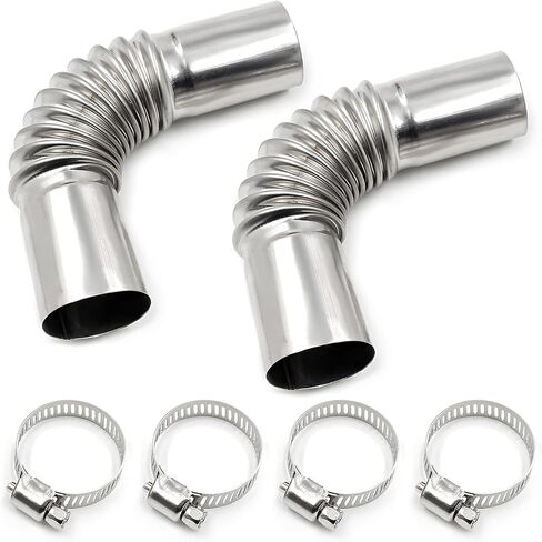 2 PCS 25mm Diesel Parking Air Heater Exhaust Pipe, Stainless Steel Exhaust Tube Elbow Connector with 4 Clamps, Flexible Air Diesel Parking Heater Fits for Most Vehicles in Kuwait