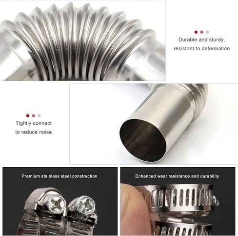 2 PCS 25mm Diesel Parking Air Heater Exhaust Pipe, Stainless Steel Exhaust Tube Elbow Connector with 4 Clamps, Flexible Air Diesel Parking Heater Fits for Most Vehicles in Kuwait