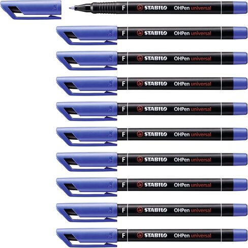 قلم علوي - STABILO OHPen Universal - قلم رفيع دائم - عبوة من 10 أقلام - أزرق in Saudi Arabia