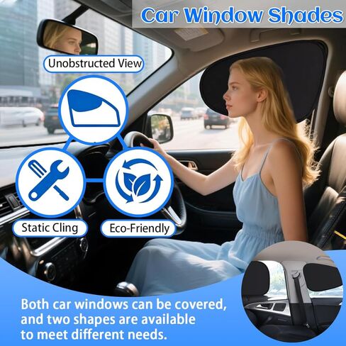 Car Window Shade 4 Pack, Magnetic Sun Blocker with Static Suction, 99% UV Protection, Universal Fit for Sedan MPV SUV Truck, Front and Rear Windows in Saudi Arabia