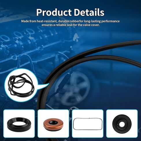 VS50607R Engine Valve Cover Gasket Set Fits for 2003-2010 Honda Accord Odyssey Pilot Ridgeline, 2003-2009 Acura MDX RL TL, 2004-2007 Saturn Vue, 3.0L 3.5L 3.7L, Replace 12341RCAA00 VS50427 in Kuwait