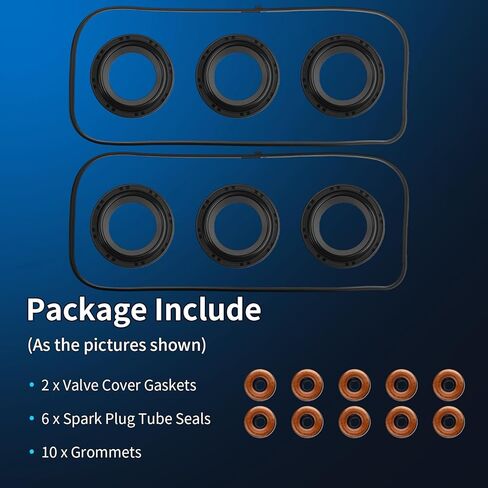 VS50607R Engine Valve Cover Gasket Set Fits for 2003-2010 Honda Accord Odyssey Pilot Ridgeline, 2003-2009 Acura MDX RL TL, 2004-2007 Saturn Vue, 3.0L 3.5L 3.7L, Replace 12341RCAA00 VS50427 in Kuwait