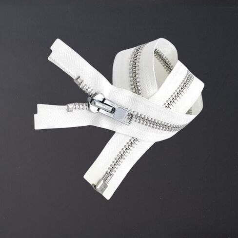 White Metal Zipper 24" Aluminum Jacket One-Way Zip for Sewing Craft in Kuwait