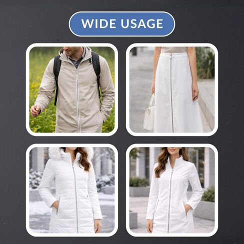 White Metal Zipper 24" Aluminum Jacket One-Way Zip for Sewing Craft in Kuwait