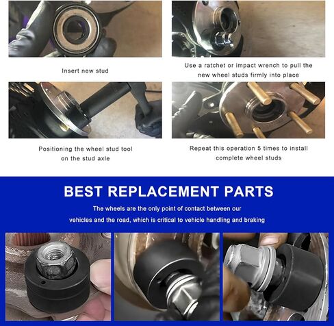 Sun Walker 22800 Wheel Stud Installer, Labor-Saving Car Tire Stud Replacement Tool, Professional Bolt Installation Tool Compatible with Most Automotive and Light-Duty Truck Wheels in Kuwait