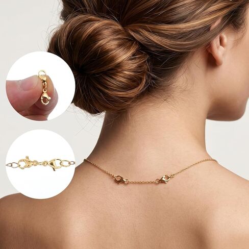 6 Pcs Gold Extender for Necklace Gold Chain Extender with 3 Pcs Double-Headed Lobster Clasp Stainless Steel Anklet Extenders for Necklace Bracelet Anklet (1.97 2.76 3.54Inch) in Saudi Arabia
