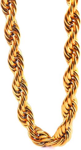 IFIX 9mm 18k Gold Rope Chain Necklace Men Women 25" Long 90s Jewlery Rapper Chains for Costume Themed Parties and Daily Wear in Saudi Arabia
