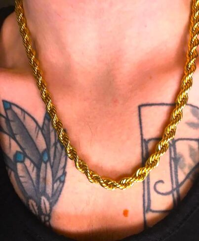 IFIX 9mm 18k Gold Rope Chain Necklace Men Women 25" Long 90s Jewlery Rapper Chains for Costume Themed Parties and Daily Wear in Saudi Arabia