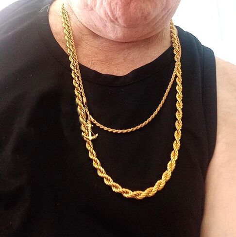 IFIX 9mm 18k Gold Rope Chain Necklace Men Women 25" Long 90s Jewlery Rapper Chains for Costume Themed Parties and Daily Wear in Saudi Arabia