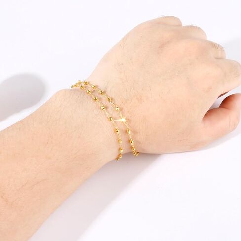16.5FT Gold Satellite Jewelry Chain Roll, 3.5MM Diamond-Cut Ball Beaded Chain 18K Gold Plated Brass Cable Link Chains Spool Bulk for DIY Jewelry Making in Kuwait