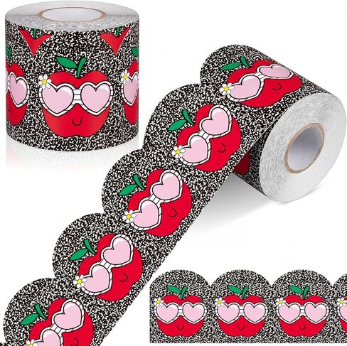 Sabary 65 Feet Pastel Apple Bulletin Board Borders Apples Composition Notebook Bulletin Board Borders Straight Border Trims DIY Decoration for Classroom Home Office School Wall Back to School in Kuwait