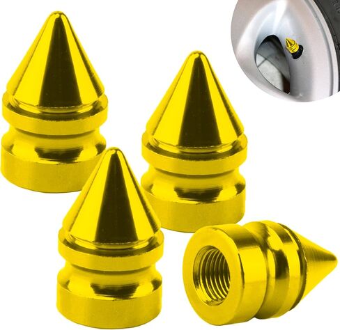 4 PCS Spiked Style Car Tire Valve Caps, Aluminium Alloy Tire Valve Stem Caps, Corrosion Resistant and Dustproof Tire Valve Stem Covers for Cars, Trucks, SUVs and Motorcycles (Black) in Saudi Arabia
