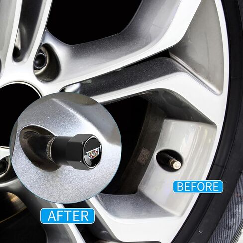 Tire Valve Stem Caps,Compatible for Cadillac Series Stem Cap Universal Car Air Cover Car Accessories for Cars, SUV, Truck, Motorcycles 4pcs Black in Saudi Arabia