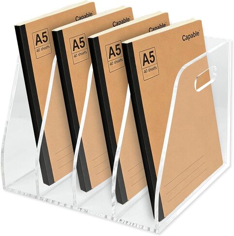 6-Tier Clear Acrylic File Holder, Vertical Document Organizer for Magazines, Binders, Notebooks & Envelopes - Multi-Purpose Desk Storage for Home Office（B5,6 Sections） in Saudi Arabia