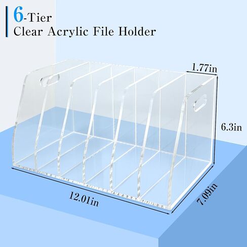 6-Tier Clear Acrylic File Holder, Vertical Document Organizer for Magazines, Binders, Notebooks & Envelopes - Multi-Purpose Desk Storage for Home Office（B5,6 Sections） in Kuwait