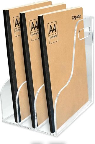 6-Tier Clear Acrylic File Holder, Vertical Document Organizer for Magazines, Binders, Notebooks & Envelopes - Multi-Purpose Desk Storage for Home Office（B5,6 Sections） in Kuwait