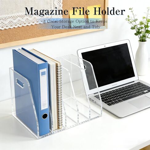 6-Tier Clear Acrylic File Holder, Vertical Document Organizer for Magazines, Binders, Notebooks & Envelopes - Multi-Purpose Desk Storage for Home Office（B5,6 Sections） in Kuwait