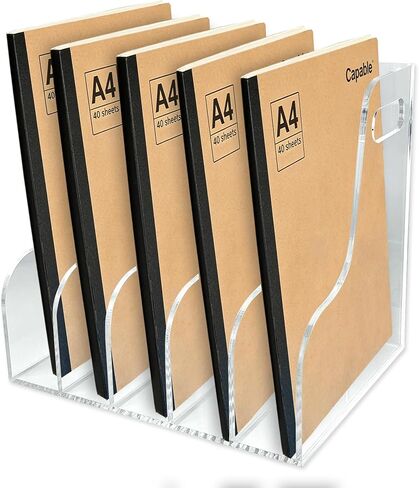 6-Tier Clear Acrylic File Holder, Vertical Document Organizer for Magazines, Binders, Notebooks & Envelopes - Multi-Purpose Desk Storage for Home Office（B5,6 Sections） in Kuwait