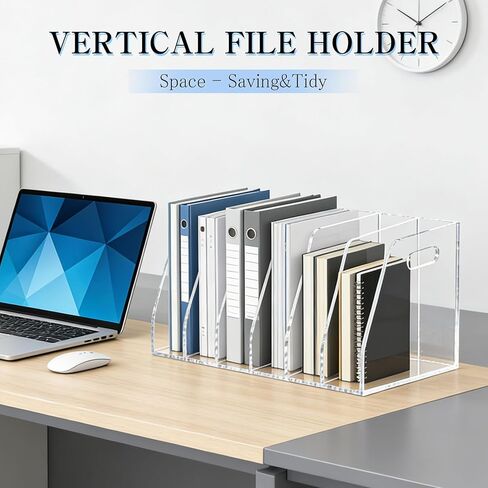 6-Tier Clear Acrylic File Holder, Vertical Document Organizer for Magazines, Binders, Notebooks & Envelopes - Multi-Purpose Desk Storage for Home Office（B5,6 Sections） in Kuwait