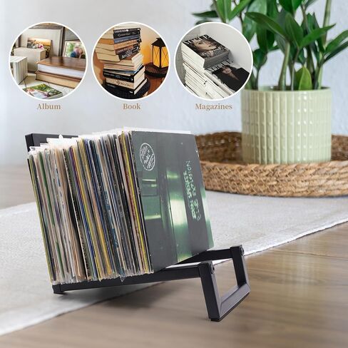 Vinyl Record Storage, Black Metal Record Holder, Tabletop Vinyl Record Display, Now Playing Vinyl Record Stand for Displaying Album, Pictures, Books, Artworks, CDs in Saudi Arabia