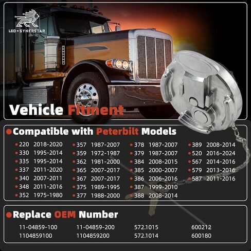 2Pcs 11-04859-100 4" Locking Fuel Tank Cap, Lever Style Aluminum Diesel Fuel Cap Compatible with 1972-2017 Peterbilt 330 379 389 579 587 Trucks Replace 11-04859-200, 572.1015, 600212 in Saudi Arabia